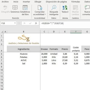 Escandallo o ficha técnica con base de datos Escandallo según peso de la ración con base de datos
