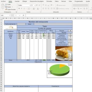 Ficha técnica según el número de raciones con base de datos