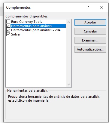 Solver, complemento Solver de Excel