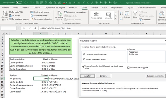 Complemento Solver resultado II